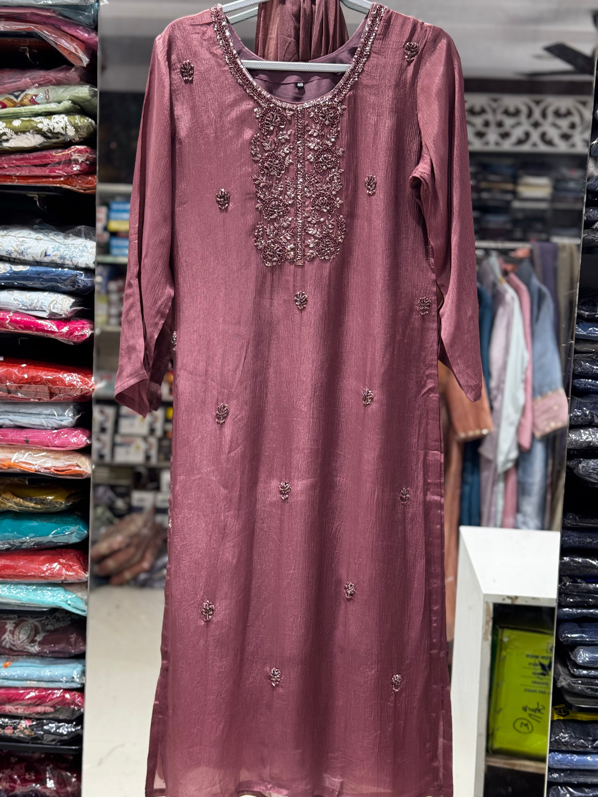 K223 Chocolate brown chinon three peice set