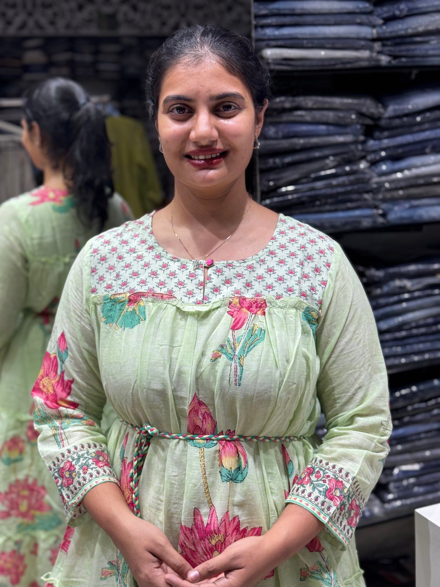 F137 Mulmul cotton printed dress