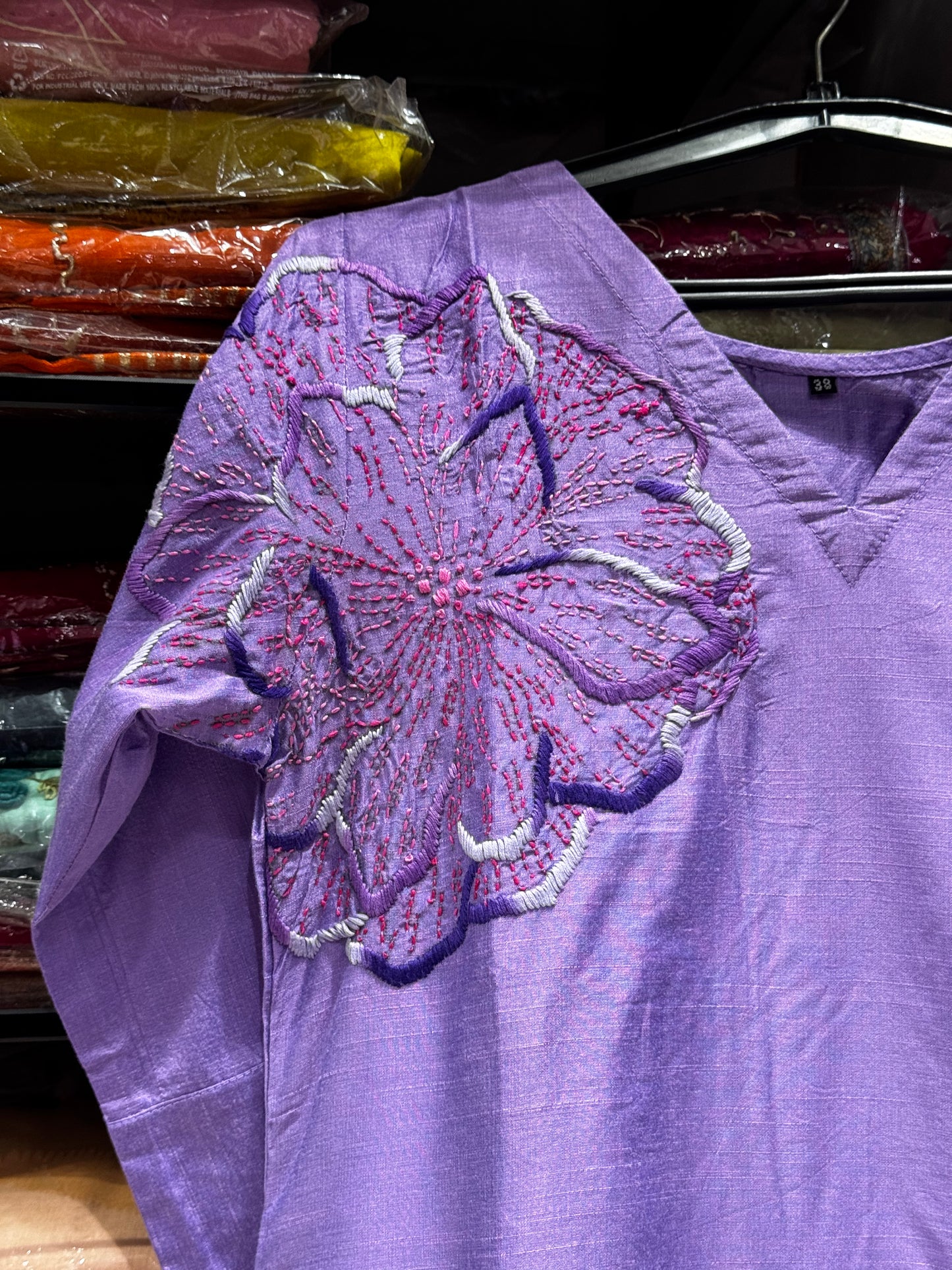 F56 RAW SLUB SILK PURPLE KURTI,GOWN