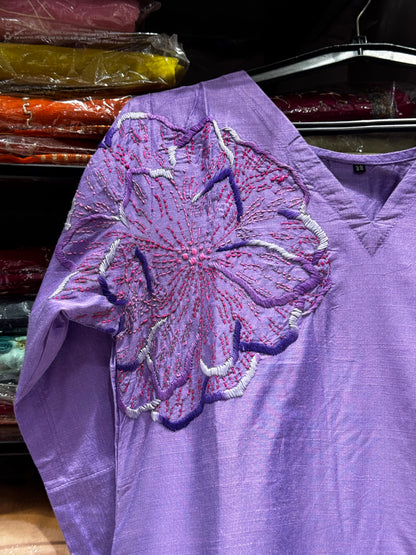 F56 RAW SLUB SILK PURPLE KURTI,GOWN