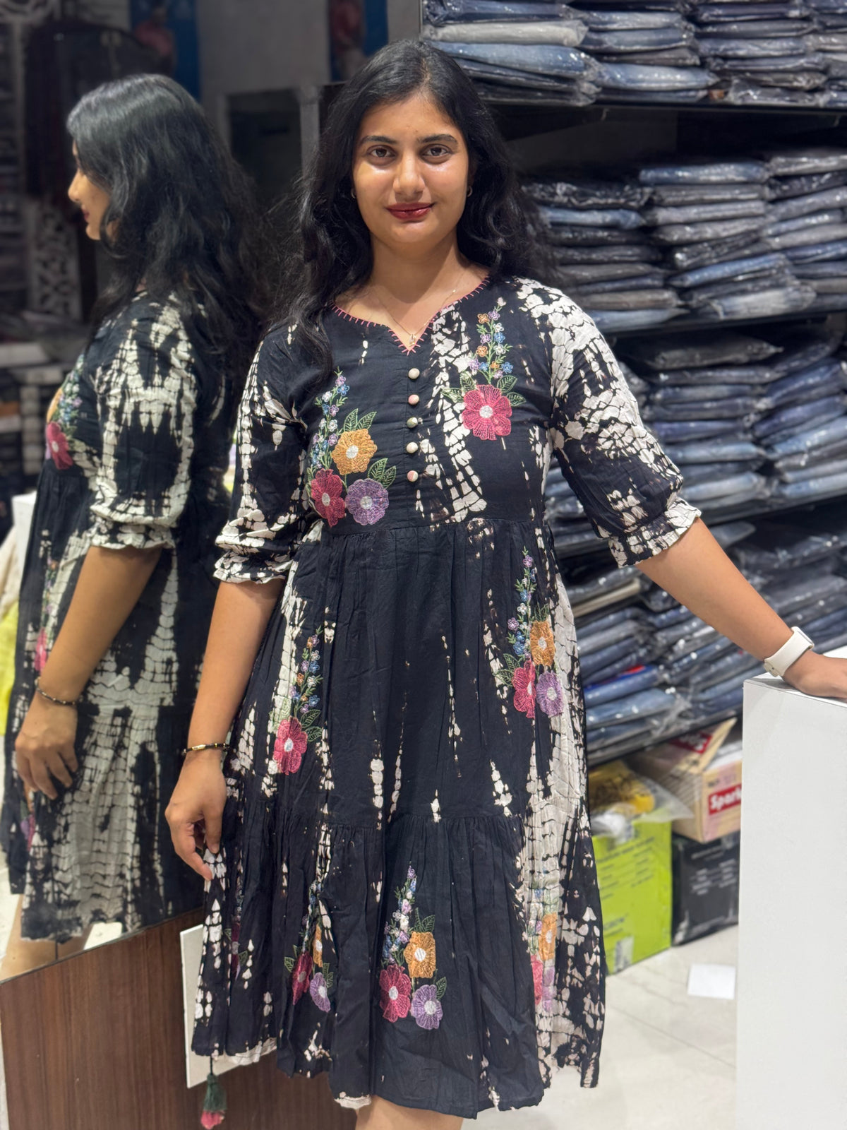 F159 Mulcotton ombre shaded dress