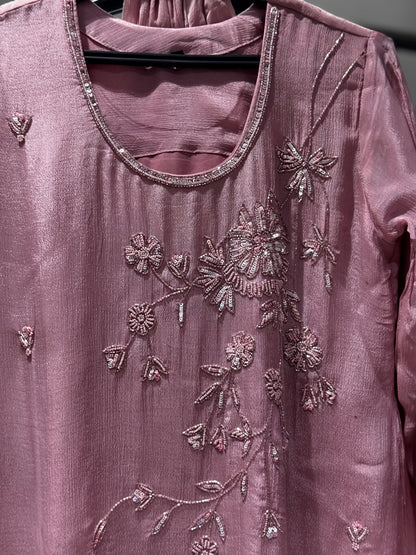 K229 chinon silk three peice suit set