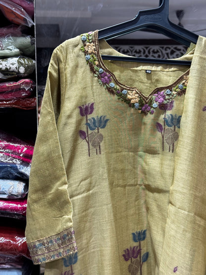 K237 Jamdani three peice suit set