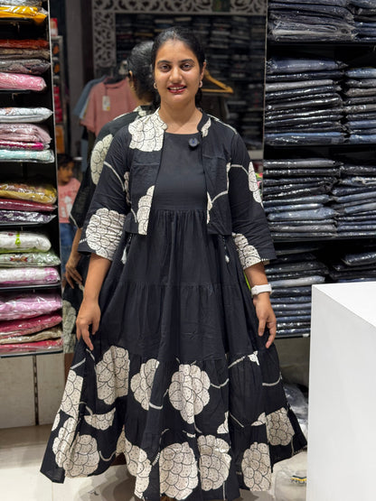 F118 Jacket style jaipur  cotton frock