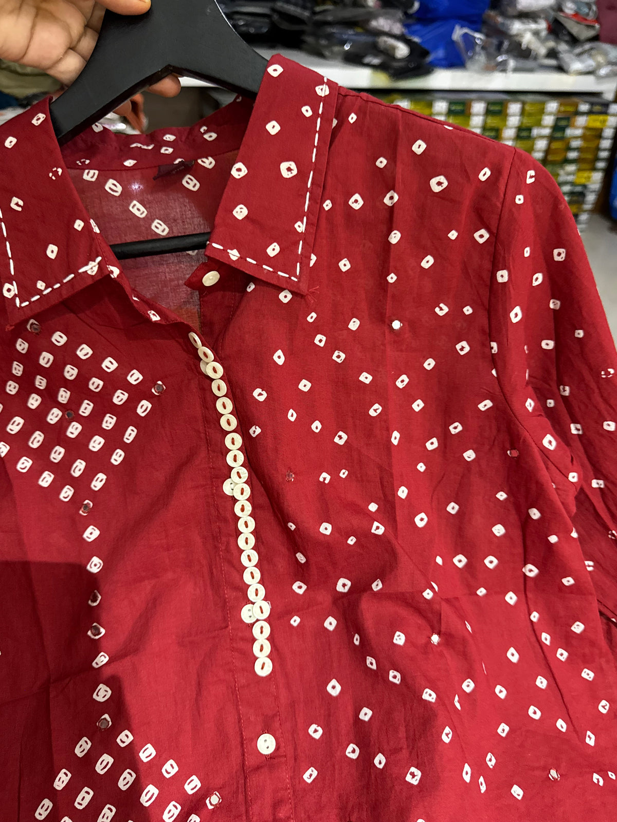 SH16 Jaipur cotton bandhini shirt
