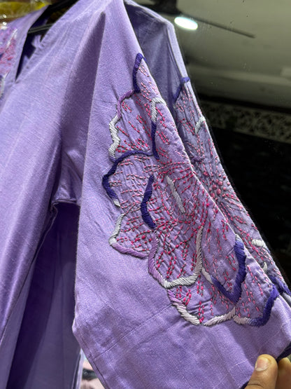 F56 RAW SLUB SILK PURPLE KURTI,GOWN