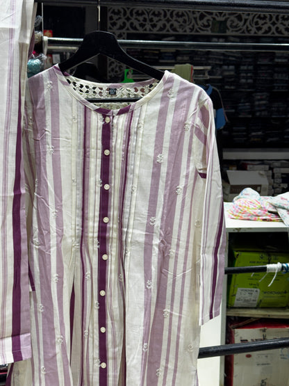 C112 Stripes purple cord set with back Crocia work