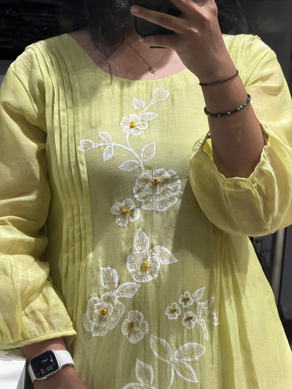 F157 Butter yellow mulchanderi dress