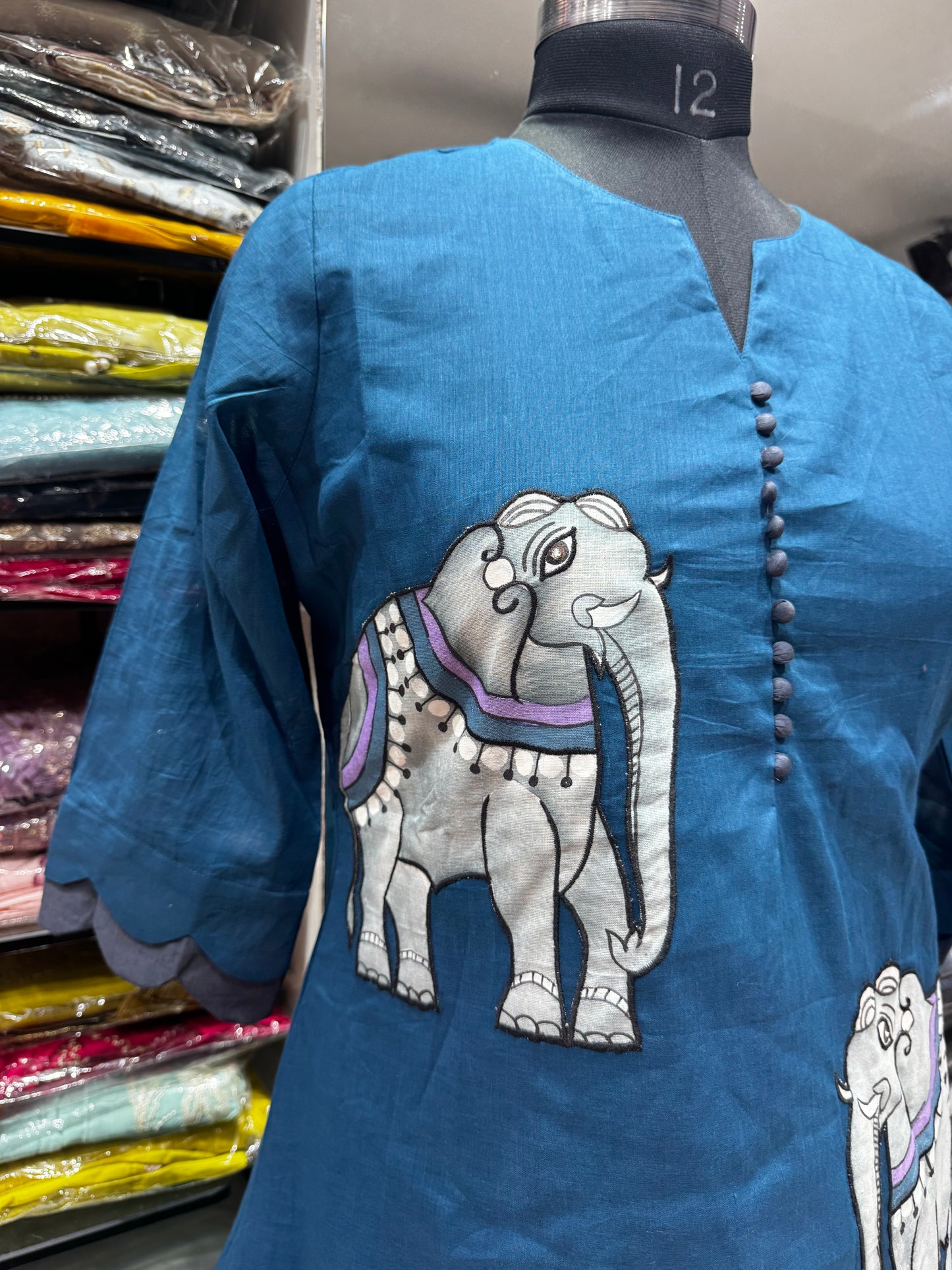 F132 Elephant handpainted mulcotton gowns