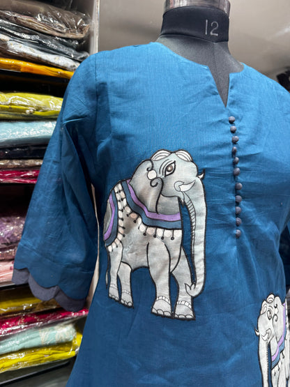 F132 Elephant handpainted mulcotton gowns