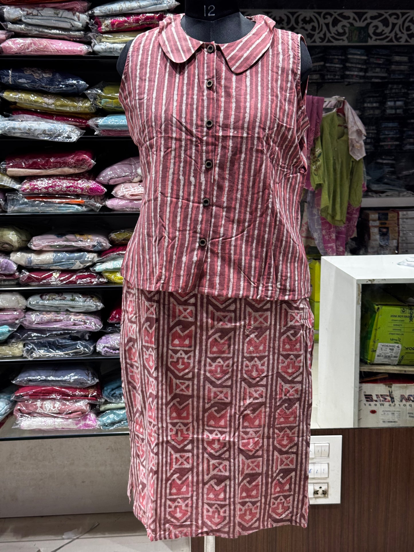 S6 Jaipur cotton onion pink skirt cord set