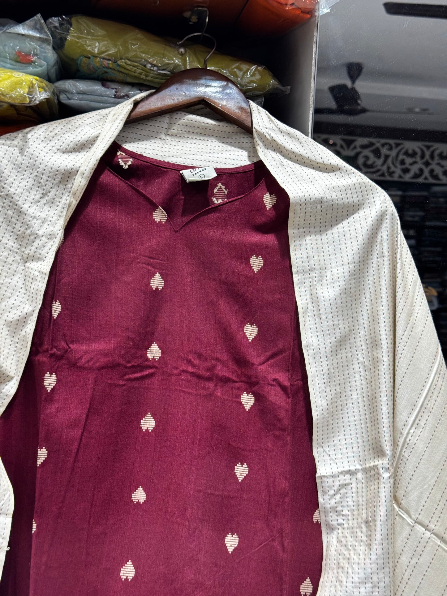 K203 Handloom cotton heart weaving three peice set