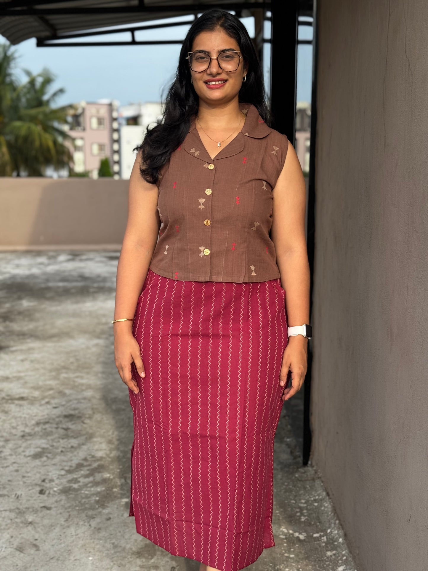 S8 Jamdani skirt cord set