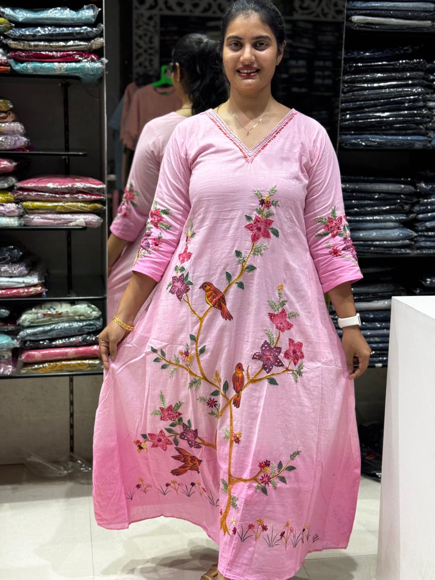 F130 Pink Ombre Mul cotton dress