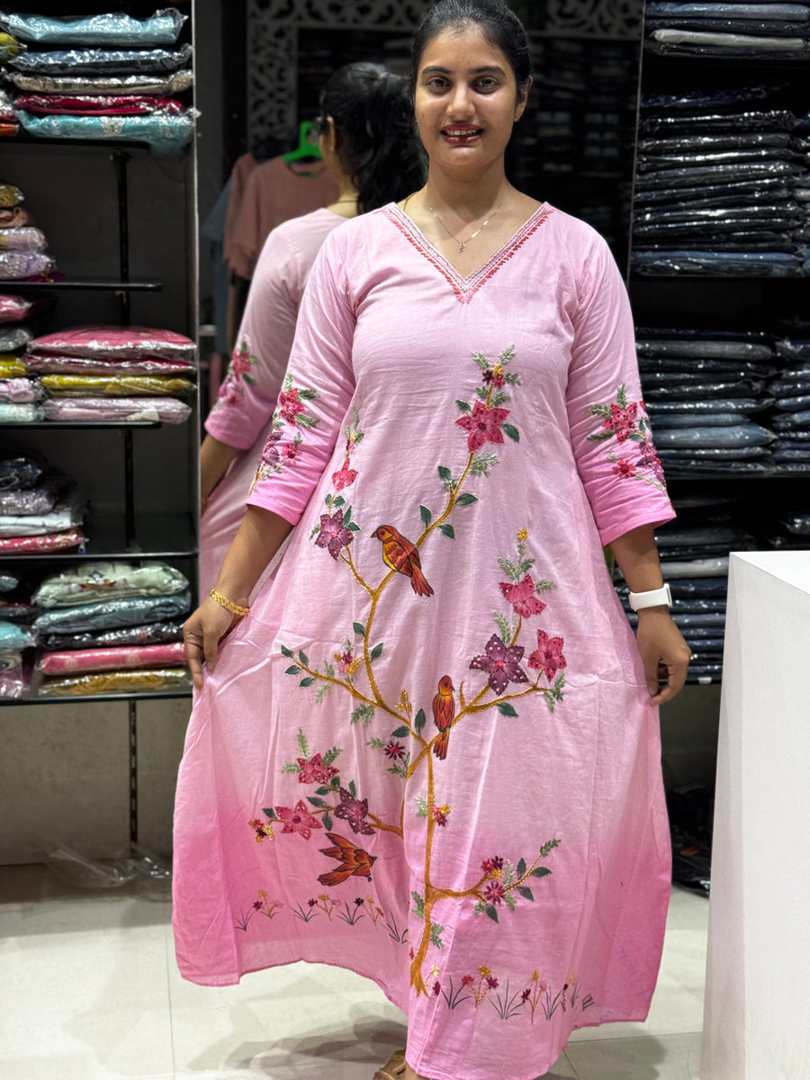 F130 Pink Ombre Mul cotton dress