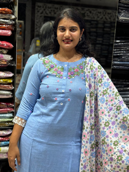 K160 Handloom cotton floral 3pc set