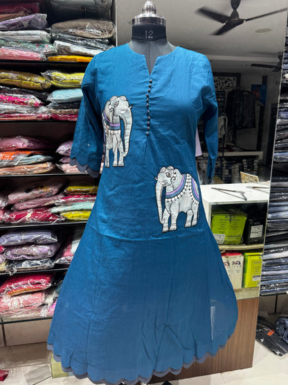 F132 Elephant handpainted mulcotton gowns