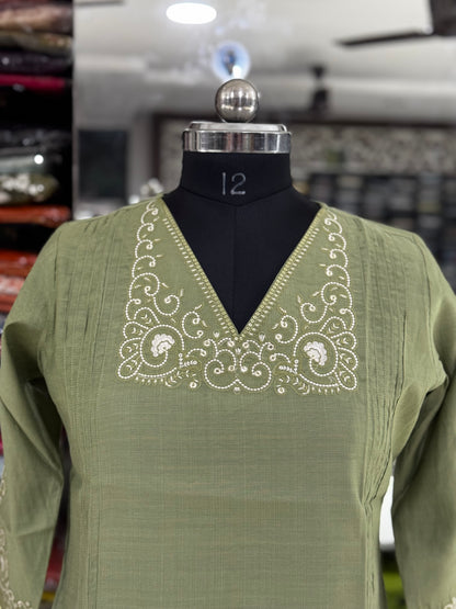 T51 Green Vatican silk kurti