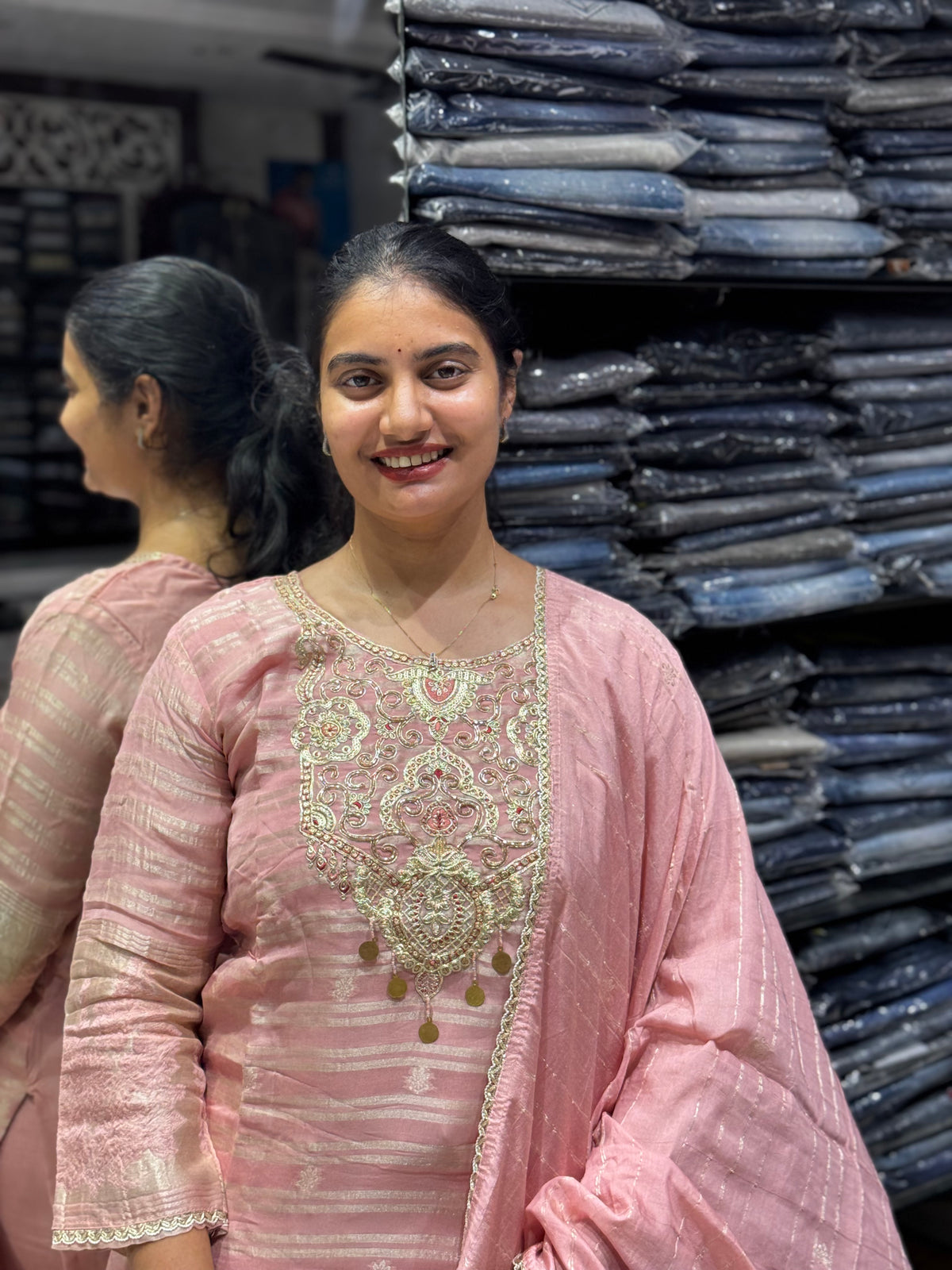 K240 Tissue Chanderi silk three peice suit set