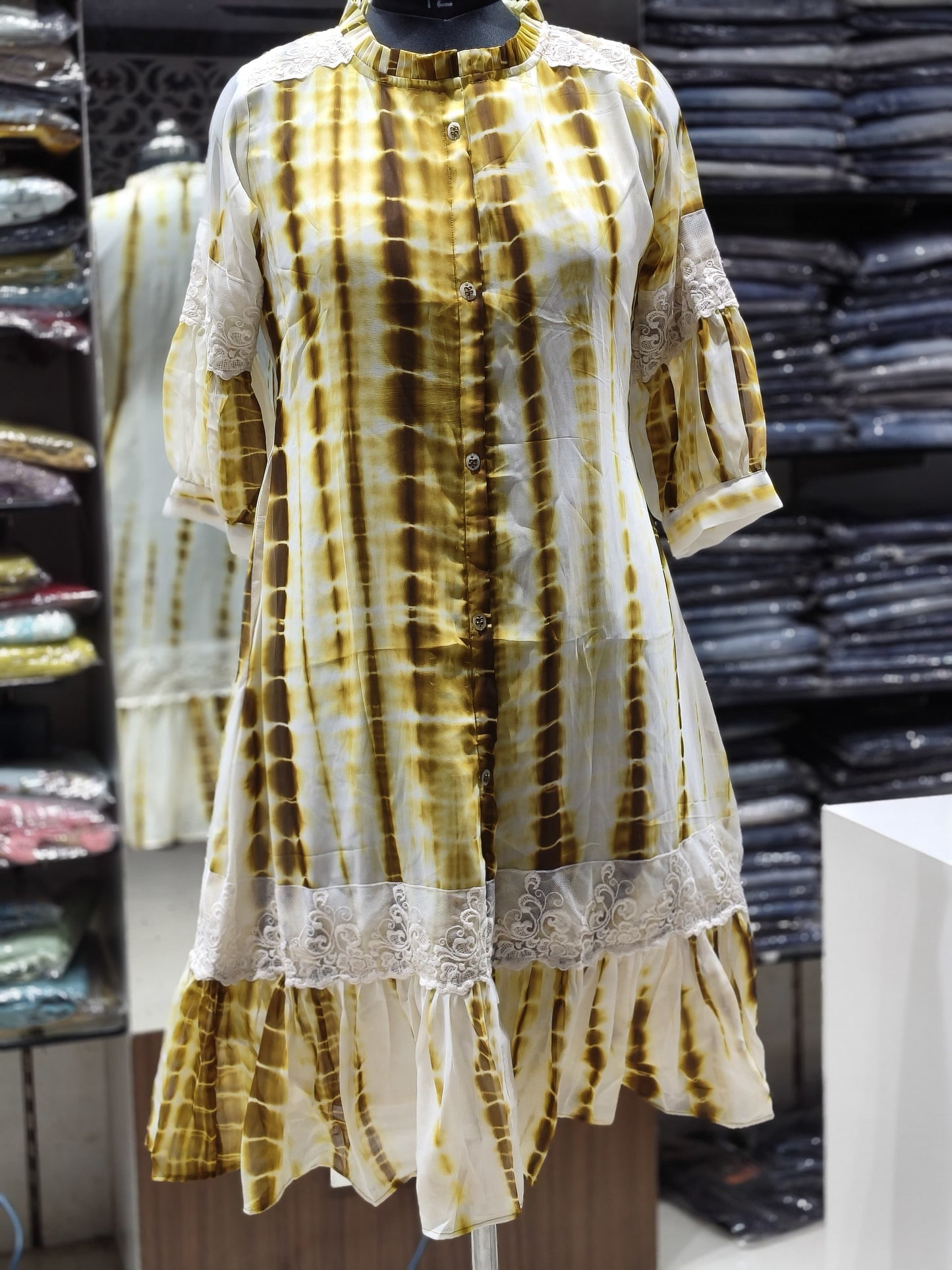F134 Sunflower dress with crosia lace