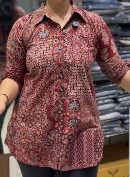 SH19 Ajarkh Jaipur cotton shirt style tunic