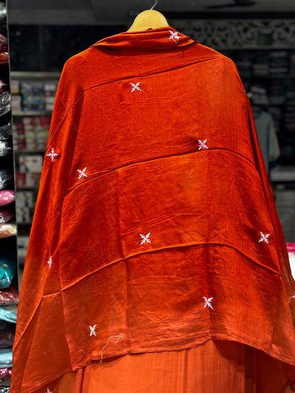 K208 Roman silk with Kantha work three peice suit set