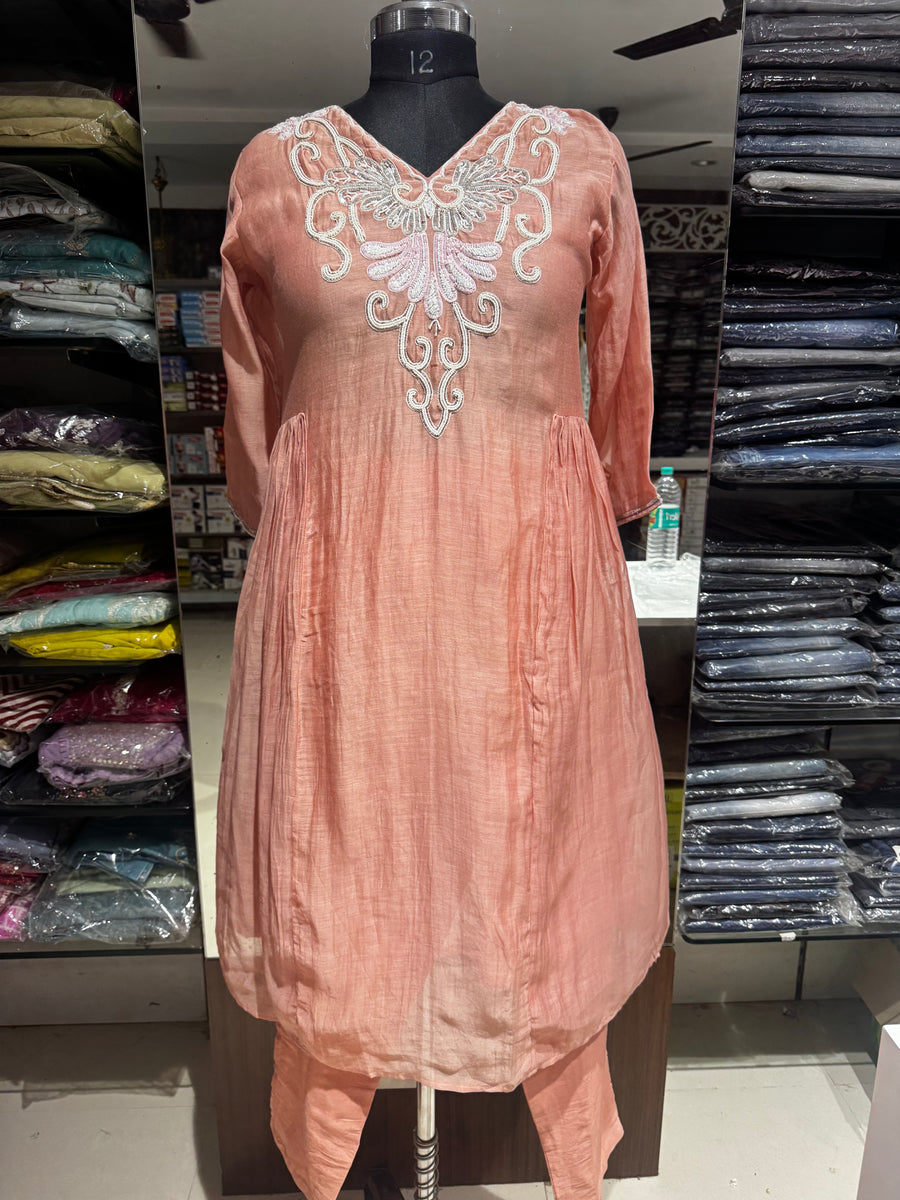 IN 18 Baby pink benras mulchanderi kurta and pant