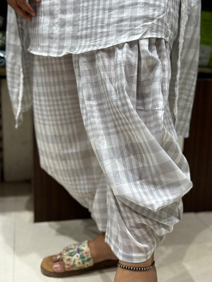 C114 Mulcotton gingham checks cord set with jacket