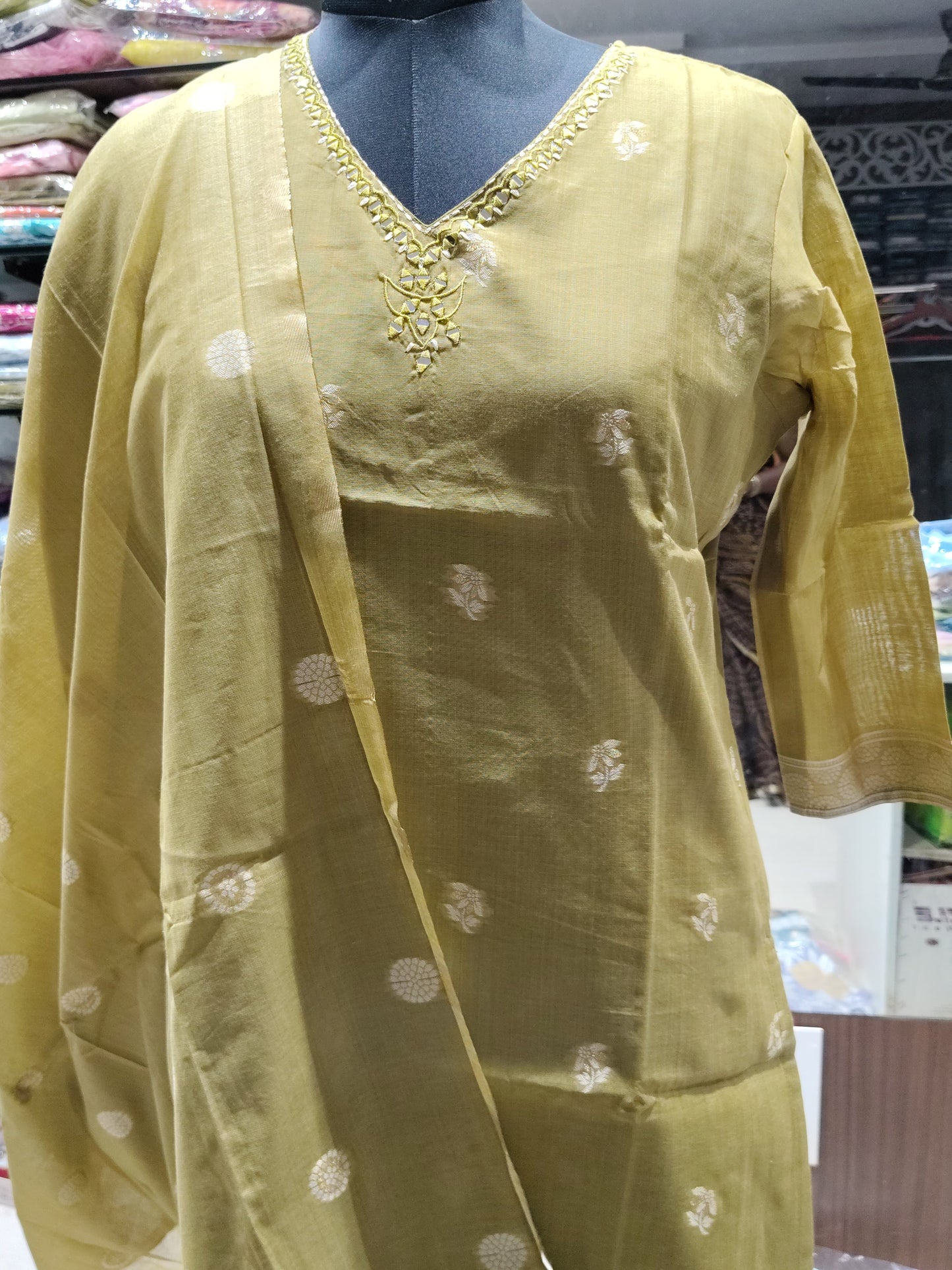 K165 Raw SILK jamdani 3pc sets
