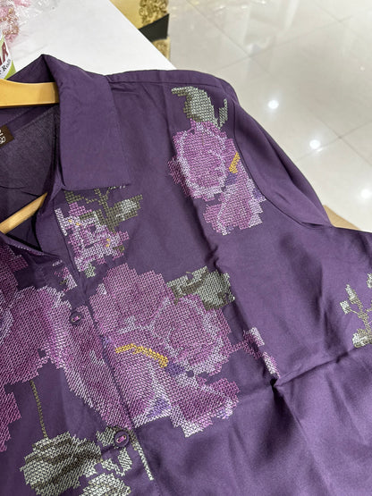 SH17 Floral satin pettipoint shirt
