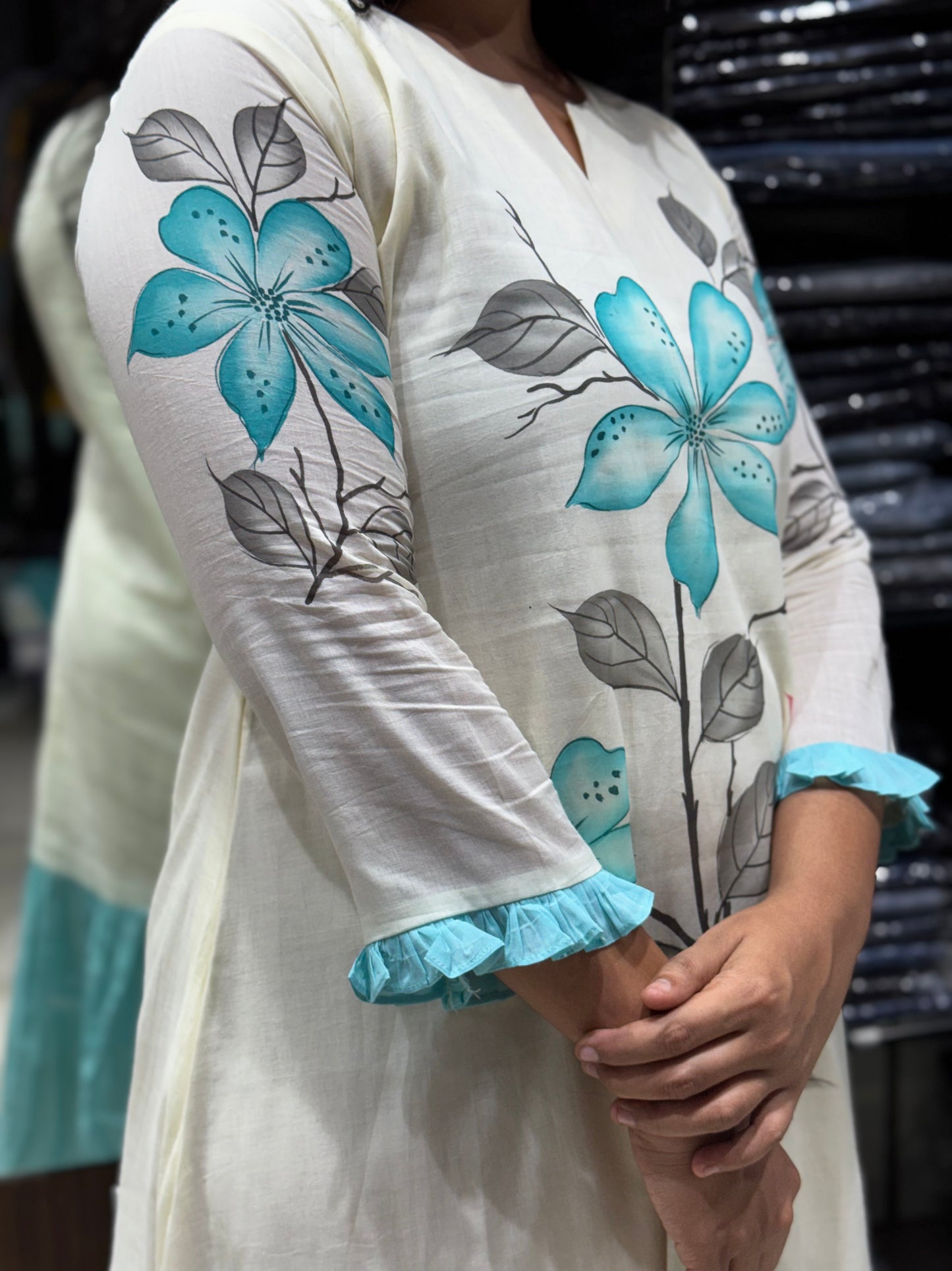 F117 Brush paint flower mulcotton frock