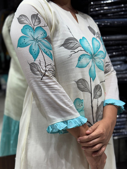 F117 Brush paint flower mulcotton frock