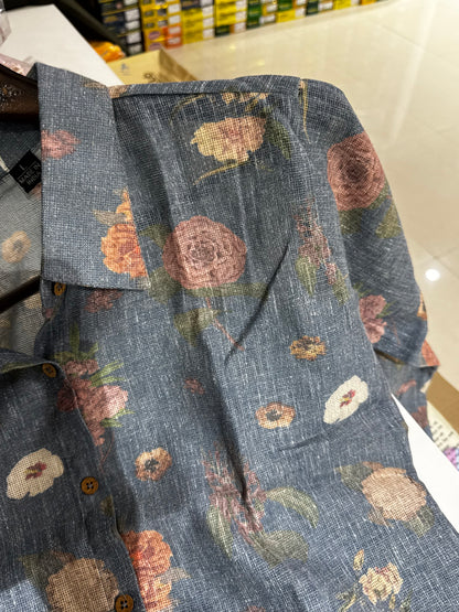 SH15  COTTON JUTE  FLORAL SHIRT
