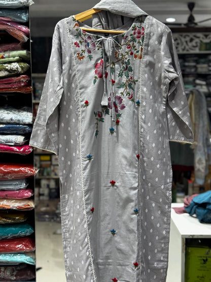 K211 Mulcotton Jamdani three peice suit set