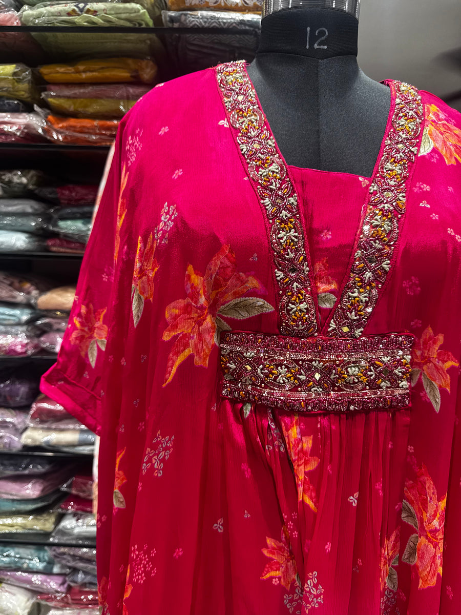 IN 19 indowestern pink kaftan Plazzo set