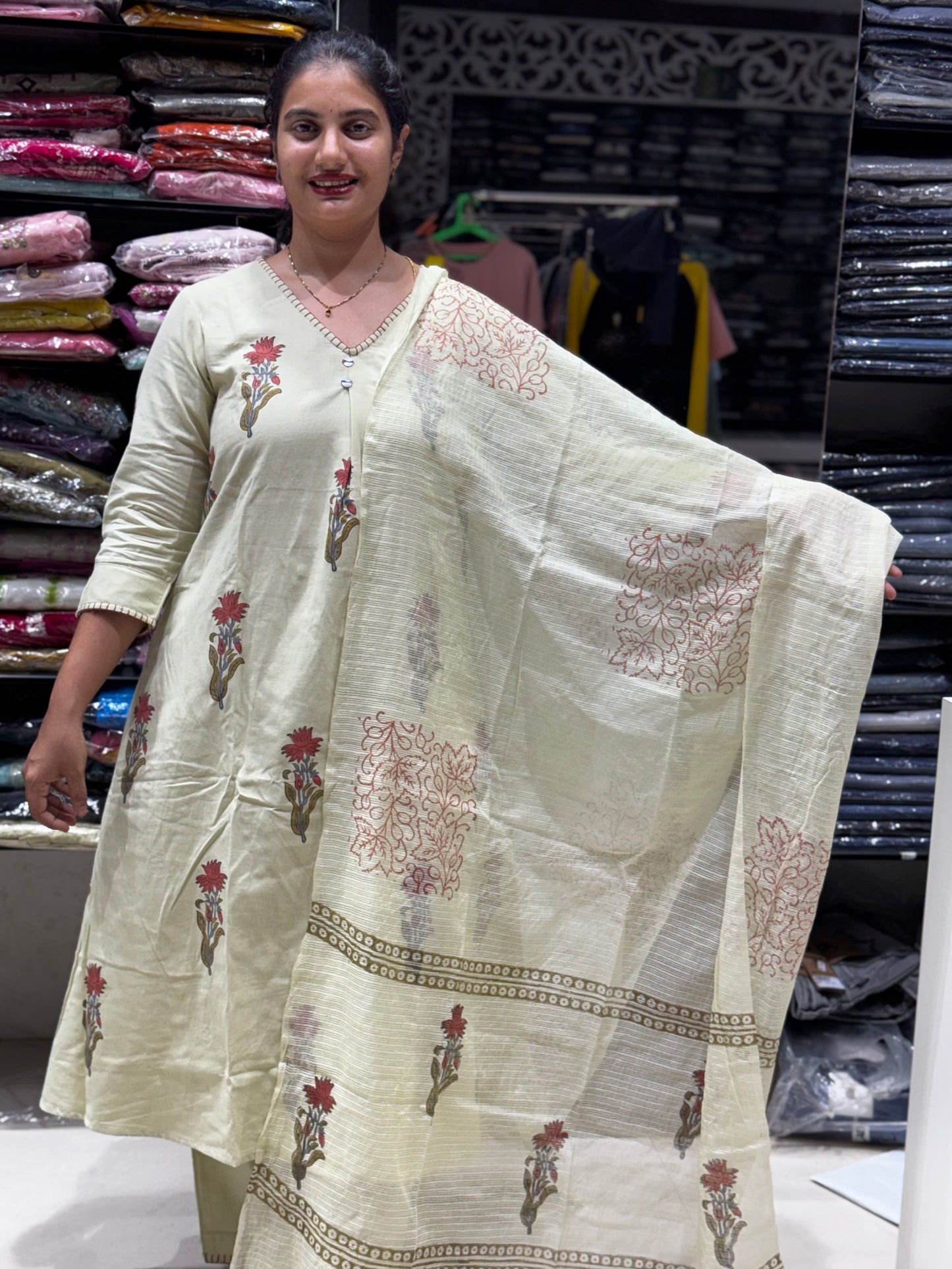 K169 Jaipur block print three peice set flex cotton