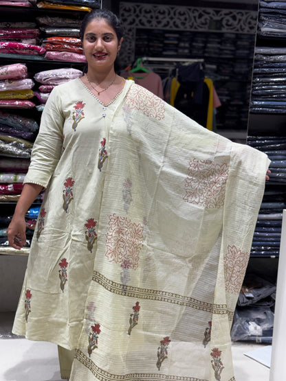 K169 Jaipur block print three peice set flex cotton