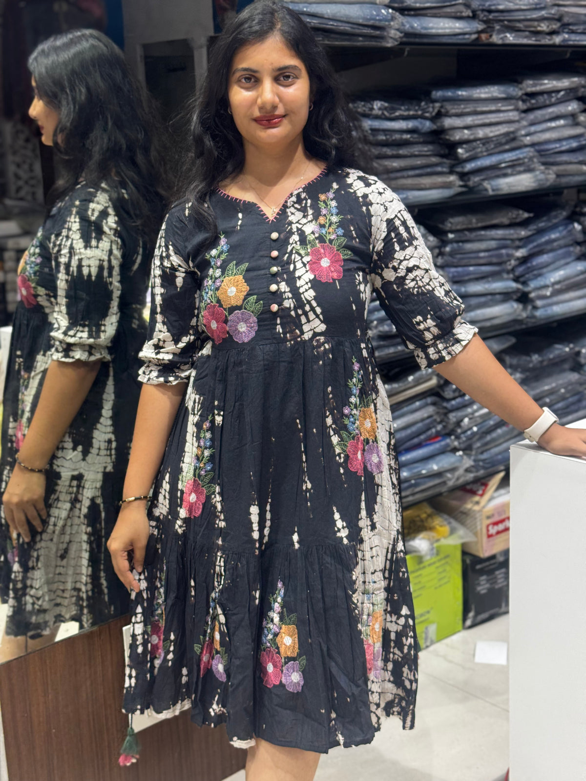 F159 Mulcotton ombre shaded dress