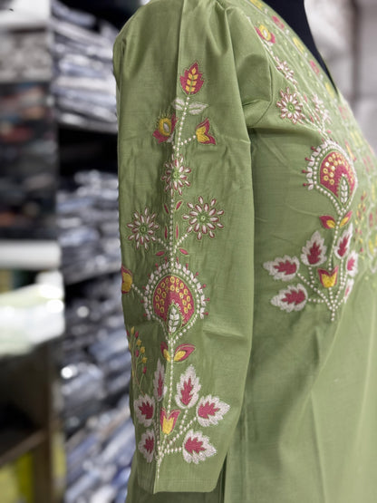 T52 Green all work hand kurti