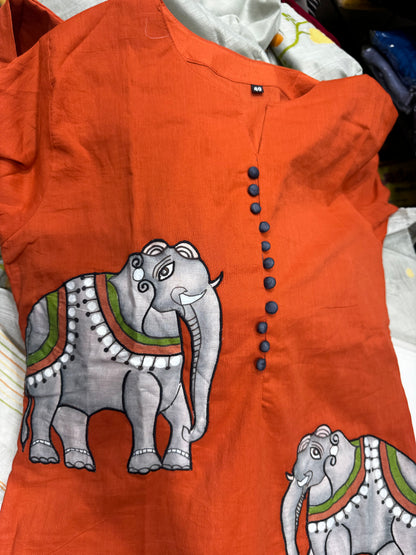 F132 Elephant handpainted mulcotton gowns