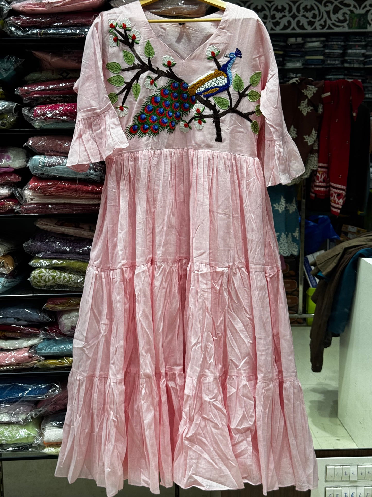 F110 Peacock mulcotton gown