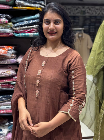 K175 Benaras Mulchanderi Partywear three peice set