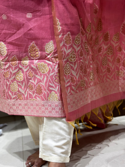 K165 Raw SILK jamdani 3pc sets