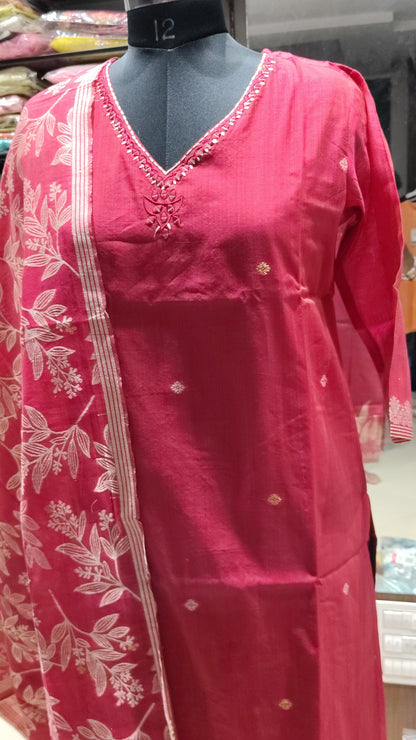 K165 Raw SILK jamdani 3pc sets