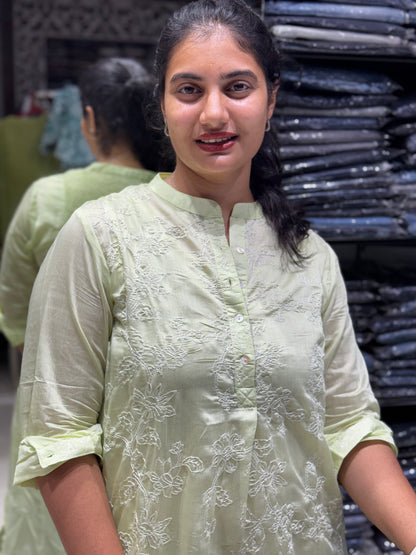 T36 Chanderi silk with thread embroidery kurti top