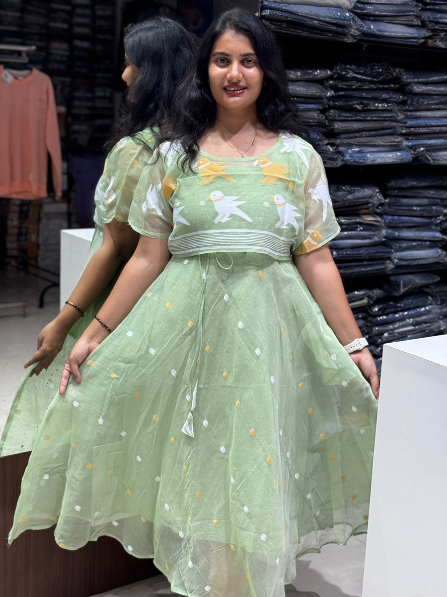 F140 Jamdani Poncho dress