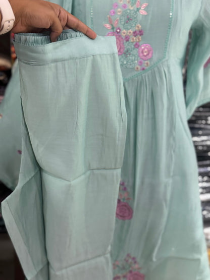 K198 Aqua blue 3pc set