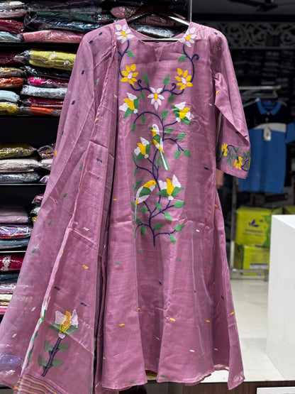 K136 MUSLIN COTTON JAMDANI ALINE 3pc set