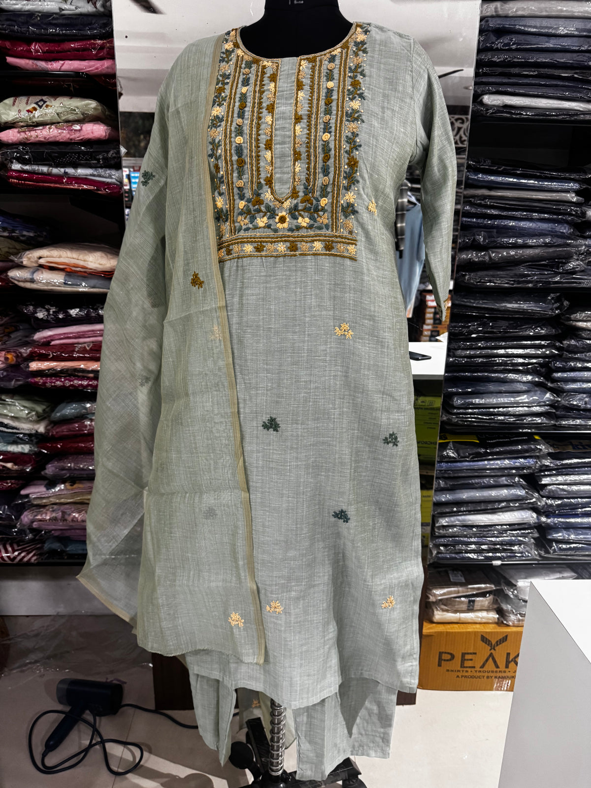 K199 Tussar cotton 3pc suit set