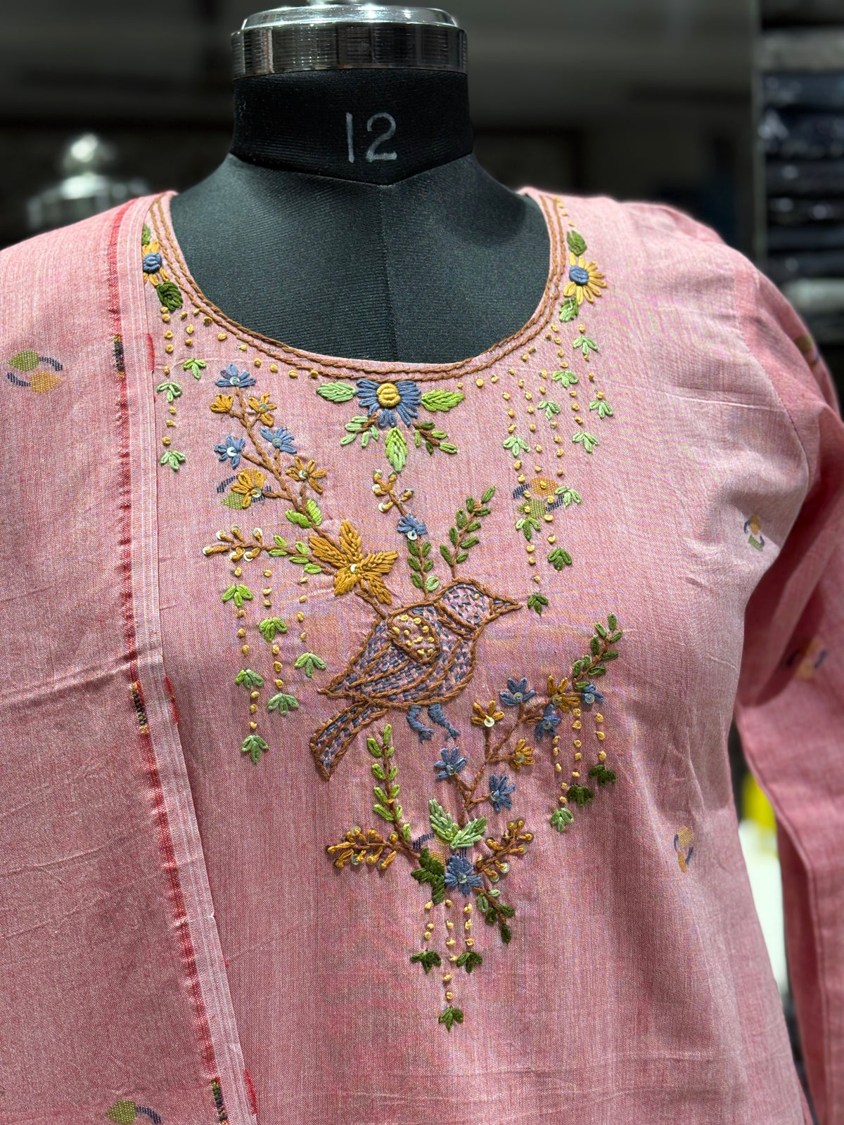 K197 Jamdani 3pice set onion pink